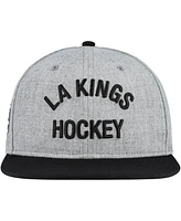 Fanatics Men's Heather Gray/Black Los Angeles Kings Elements Flat Brim Leather Strap Back Hat
