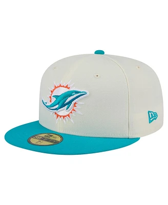 New Era Men's White/Aqua Miami Dolphins Main 59FIFTY Fitted Hat