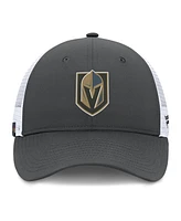 Fanatics Men's Gray/White Vegas Golden Knights Authentic Pro Simple Rink Trucker Adjustable Hat