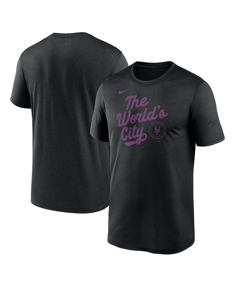 Nike Men's Black New York Mets 2025 City Connect Team Phrase Script Legend Performance T-Shirt