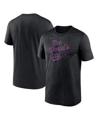 Nike Men's Black New York Mets 2025 City Connect Team Phrase Script Legend Performance T-Shirt