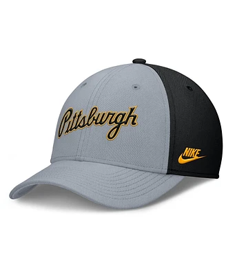 Nike Men's Gray/Black Pittsburgh Pirates Rise Swoosh Performance Flex Hat
