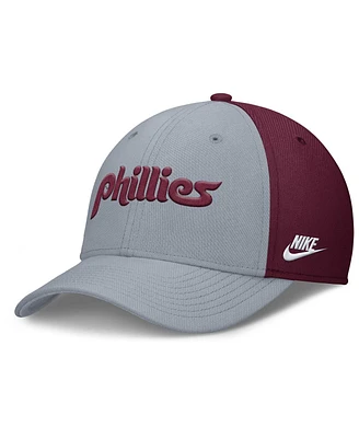 Nike Men's Gray/Burgundy Philadelphia Phillies Rise Swoosh Performance Flex Hat