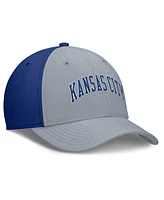 Nike Men's Gray/Royal Kansas City Royals Rise Swoosh Performance Flex Hat
