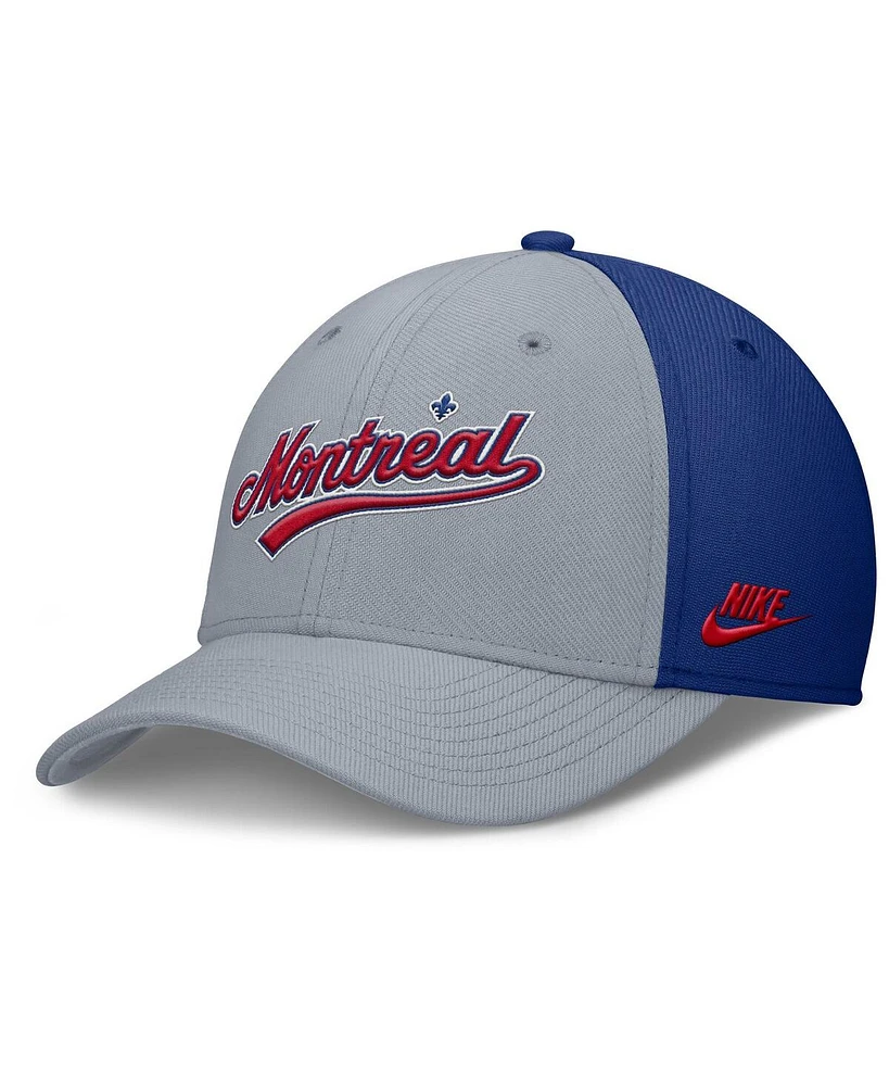 Nike Men's Gray/Blue Montreal Expos Rise Swoosh Performance Flex Hat