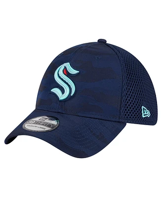 New Era Men's Deep Sea Blue Seattle Kraken Active Subtle Camo 39THIRTY Flex Hat