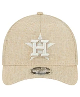 New Era Men's Beige Houston Astros Cotton Weave M-Crown A-Frame 9FORTY Adjustable Hat