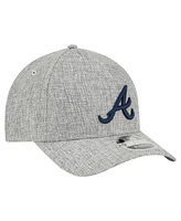 New Era Men's Gray Atlanta Braves Cotton Weave M-Crown A-Frame 9FORTY Adjustable Hat
