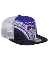 New Era Men's Black/Purple Sacramento Kings Throwback Dye Golfer Snapback Hat