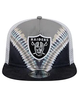 New Era Men's Gray/Black Las Vegas Raiders Throwback Dye Golfer Snapback Hat