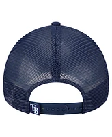 New Era Men's Navy Tampa Bay Rays Distressed 9FORTY A-Frame Adjustable Trucker Hat
