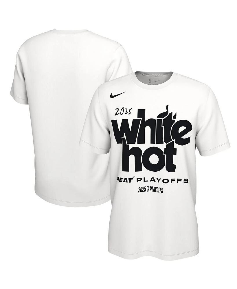 Nike Men's and Women's White Miami Heat 2025 Nba Playoffs On-Court Mantra T-Shirt