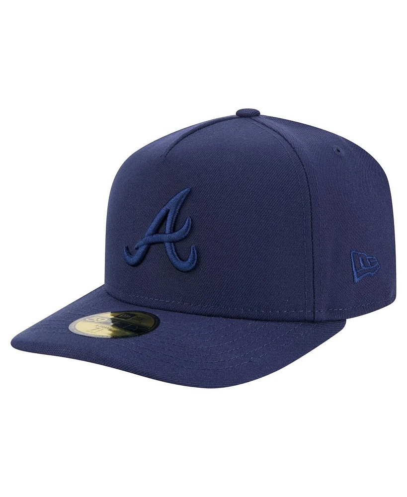 New Era Men's Navy Atlanta Braves Color Pack A-Frame 59FIFTY Fitted Hat