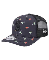 New Era Men's Black Seattle Mariners Adventure Drinks Pattern 9SEVENTY Stretch-Snap Hat