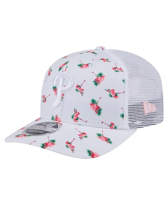 New Era Men's White Philadelphia Phillies Flamingo Mesh Back 9SEVENTY Stretch-Snap Hat