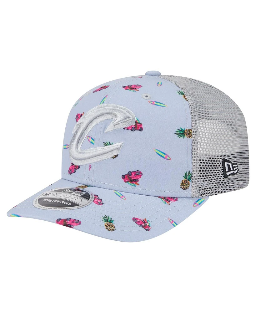 New Era Men's Light Blue/Gray Cleveland Cavaliers Adventure Aloha Pattern 9SEVENTY Stretch-Snap Hat