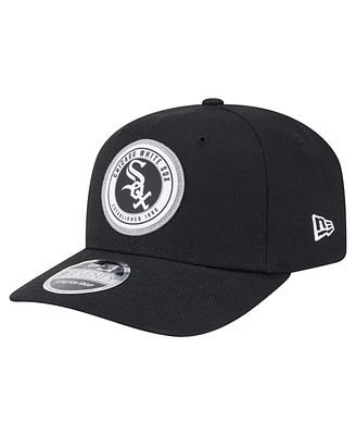 New Era Men's Black Chicago White Sox Circle Patch 9SEVENTY Stretch-Snap Hat