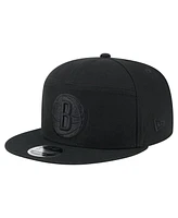 New Era Men's Black Brooklyn Nets Adventure Canvas Split Panel 9FIFTY Snapback Hat