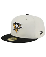 New Era Men's Cream Pittsburgh Penguins Chrome Two-Toned 59FIFTY Fitted Hat