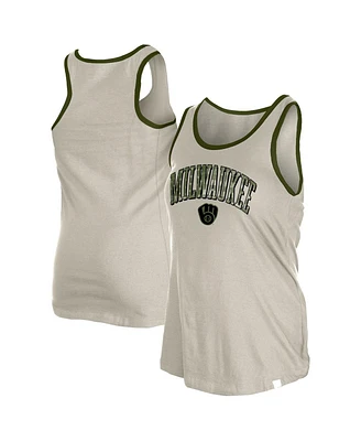 New Era Women's Cream Milwaukee Brewers Armed Forces Tank Top