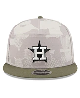 New Era Men's Light Beige/Olive Houston Astros 2025 Armed Forces Day Split Panel 9FIFTY Snapback Hat