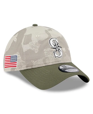 New Era Men's Light Beige/Olive Seattle Mariners 2025 Armed Forces Day 9TWENTY Adjustable Hat