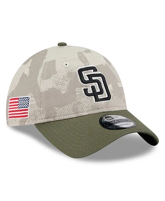 New Era Men's Light Beige/Olive San Diego Padres 2025 Armed Forces Day 9TWENTY Adjustable Hat