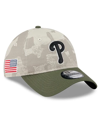 New Era Men's Light Beige/Olive Philadelphia Phillies 2025 Armed Forces Day 9TWENTY Adjustable Hat