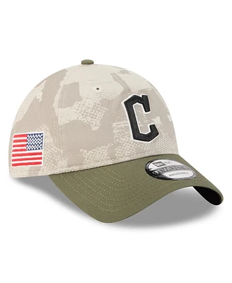 New Era Men's Light Beige/Olive Cleveland Guardians 2025 Armed Forces Day 9TWENTY Adjustable Hat