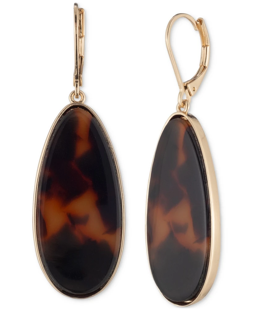 Lauren Ralph Lauren Gold-Tone Tortoise Large Drop Earrings