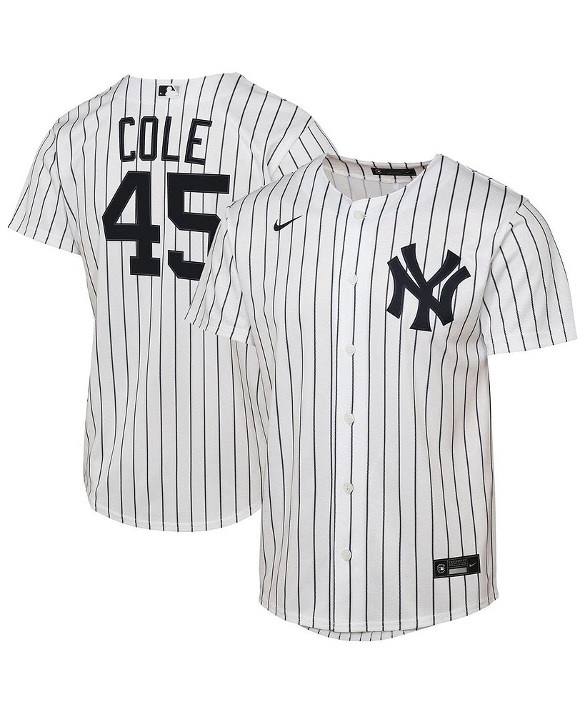 Nike Big Boys and Girls Gerrit Cole White New York Yankees Home Replica Player Jersey