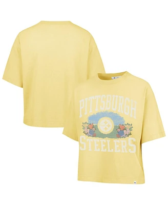 '47 Brand Women's Yellow Pittsburgh Steelers Florentina Montauk Cropped T-Shirt