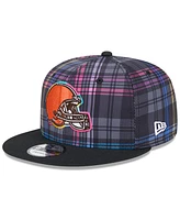 New Era Men's Black Cleveland Browns 2024 Nfl Crucial Catch Plaid 9FIFTY Snapback Hat