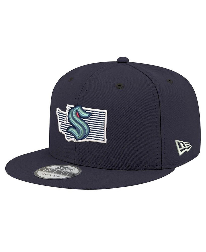 New Era Men's Deep Sea Blue Seattle Kraken State Pride 9FIFTY Snapback Hat