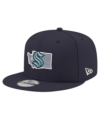 New Era Men's Deep Sea Blue Seattle Kraken State Pride 9FIFTY Snapback Hat
