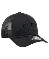 New Era Men's Black Atlanta Braves City Initial 9FORTY A-Frame M-Crown Adjustable Trucker Hat