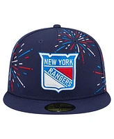 New Era Men's Navy York Rangers Americana Fireworks 59FIFTY Fitted Hat