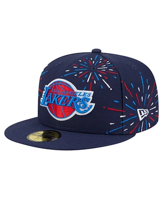 New Era Men's Navy Los Angeles Lakers Americana Fireworks 59FIFTY Fitted Hat
