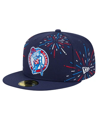 New Era Men's Navy Boston Celtics Americana Fireworks 59FIFTY Fitted Hat