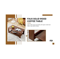 Modern and practical walnut textured coffee tables, tea tables. The double layered coffee table is made of Mdf material. Suitable for living room 43.3