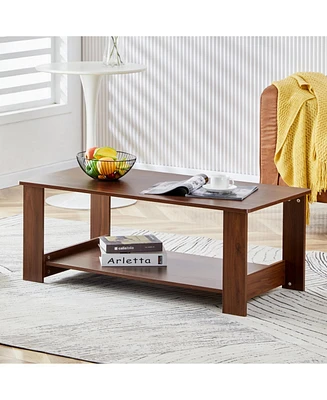 Modern and practical walnut textured coffee tables, tea tables. The double layered coffee table is made of Mdf material. Suitable for living room 43.3