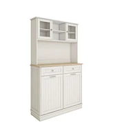 67.7" Tall Kitchen Trash Can Storage Cabinet with 3 Adjustable Shelves, 2 Drawers and 1 Tilt Out Trash Cabinet for Kitchen, Dinning Room, Living