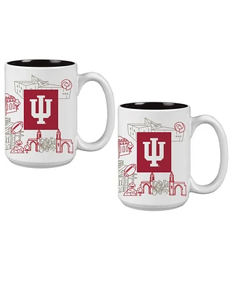 Indigo Falls Indiana Hoosiers 15oz. Campus Line Art Coffee Mug 2-Pack
