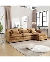 Modern Large boucle Fabric L-Shape Sectional Chenille fabric, movable pedals, detachable armrests