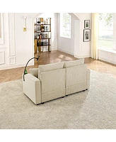 Modern Sofa with Storage, Ottoman, Cup Holders, & Phone Chargers