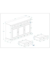 White Farmhouse Buffet Cabinet with Adjustable Shelves & Drawers