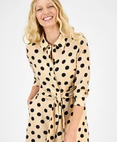 julia jordan Women's Dot-Print Tie-Waist Shirtdress