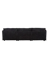 Modern Large boucle Fabric L-Shape Sectional Chenille fabric, movable pedals, detachable armrests