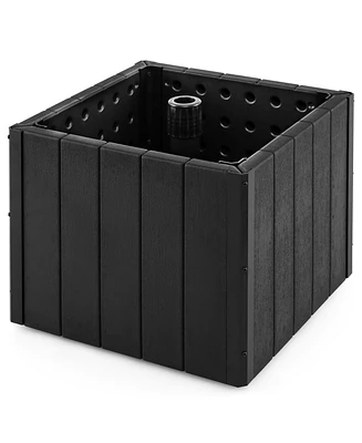 2-in-1 Outdoor Umbrella Base Planter Patio Umbrella Stand with Flower Box-Black