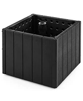 2-in-1 Outdoor Umbrella Base Planter Patio Umbrella Stand with Flower Box-Black